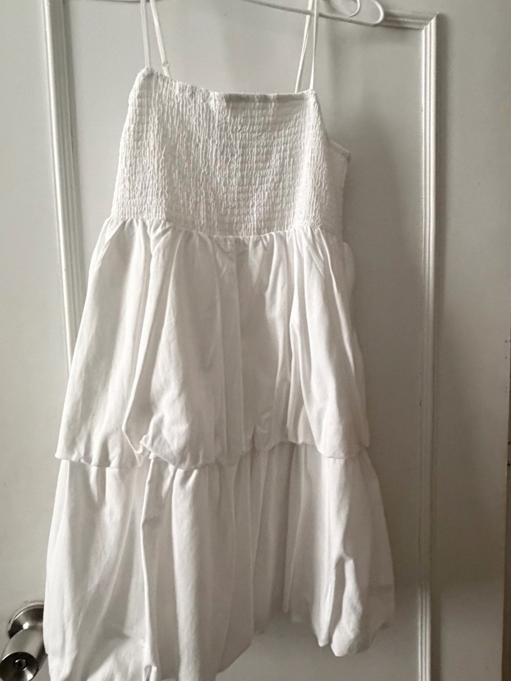 White Tiered Bubble Hem Women's Skirt